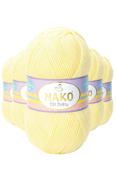 LitaeTrend 5 Adet Elite Baby El Örgü İpi Tüylenmeyen Bebek Yünü Limonata 3664 ürün görseli 1