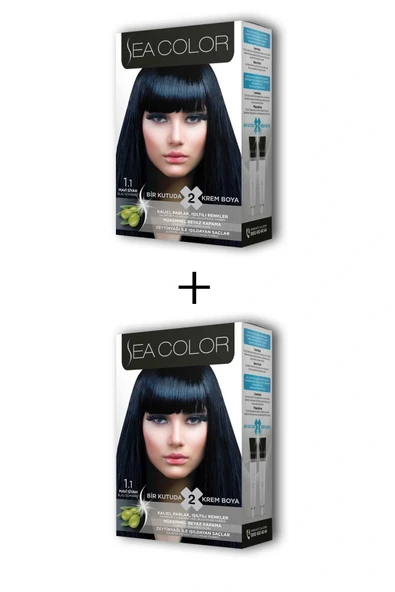 LitaeTrend 2X2 Tüp Krem Saç Boyası Seti Mavi Siyah No:1.1 ürün görseli 1
