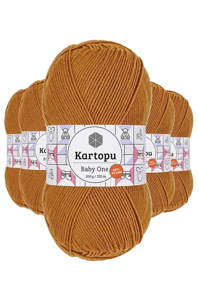 LitaeTrend 5 Adet Baby One Tüylenmeyen El Örgü İpi Yünü Hardal K1854 ürün görseli 1