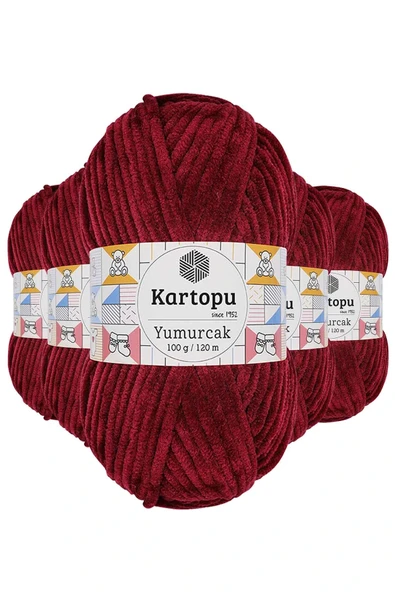 LitaeTrend 5 Adet Yumurcak Kadife El Örgü İpi Vişne Çürüğü K106 ürün görseli 1