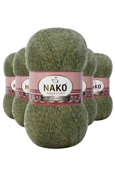 LitaeTrend 5 Adet Angora Lüks El Örgü İpi Yeşil Muline 21358 ürün görseli 1