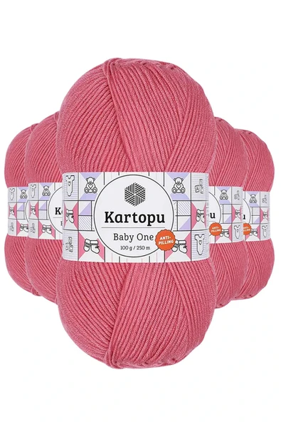 LitaeTrend 5 Adet Baby One Tüylenmeyen El Örgü İpi Yünü Şeker Pembe K244 ürün görseli 1