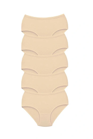 LitaeTrend 5 Adet Tutku Kadın Yüksek Bel Bato Kalın Lastik Külot Ten ürün görseli 1