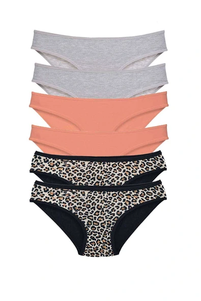 LitaeTrend 6 Adet Likralı Kadın Slip Külot Leopar Gri Pudra ürün görseli 1