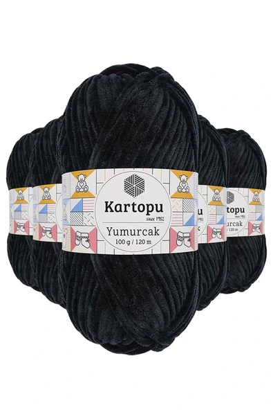 LitaeTrend 5 Adet Yumurcak Kadife El Örgü İpi Siyah K940 ürün görseli 1