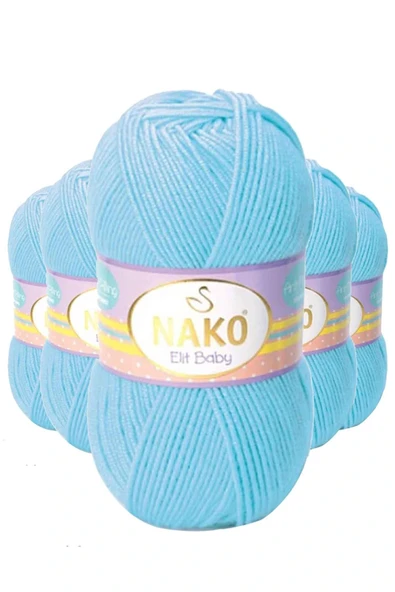 LitaeTrend 5 Adet Elite Baby El Örgü İpi Tüylenmeyen Bebek Yünü Gök Mavisi 6723 ürün görseli 1
