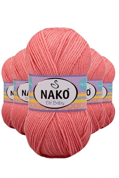 LitaeTrend 5 Adet Elite Baby El Örgü İpi Tüylenmeyen Bebek Yünü Somon 1469 ürün görseli 1