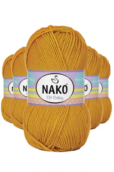 LitaeTrend 5 Adet Elite Baby El Örgü İpi Tüylenmeyen Bebek Yünü Parlak Altın 1636 ürün görseli 1