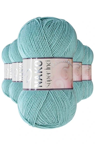 LitaeTrend 5 Adet Süper İnci El Örgü İpi 100 gr Mint Yeşili 2524 ürün görseli 1