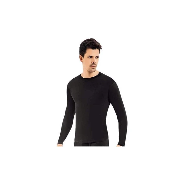 LitaeTrend Kota Erkek Kışlık Termal Sıcak Tutan Tayt ve Fanila Takım 2'li Set Siyah - Resim 3