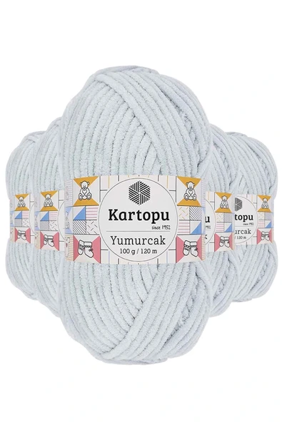 LitaeTrend 5 Adet Yumurcak Kadife El Örgü İpi Açık Gri K919 ürün görseli 1