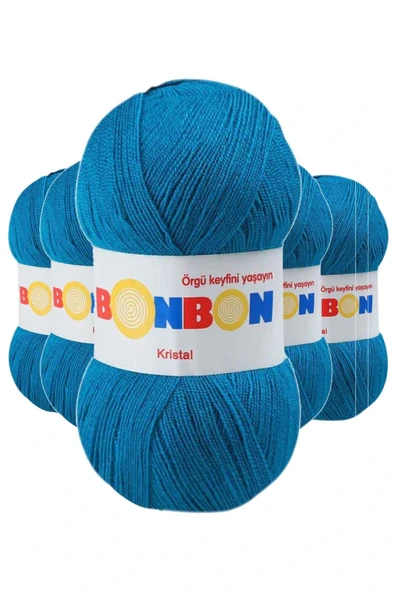 LitaeTrend 5 Adet Kristal El Örgü Lif İpi Koyu Mavi 98685 ürün görseli 1