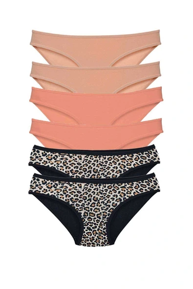 LitaeTrend 6 Adet Likralı Kadın Slip Külot Leopar Ten Pudra ürün görseli 1