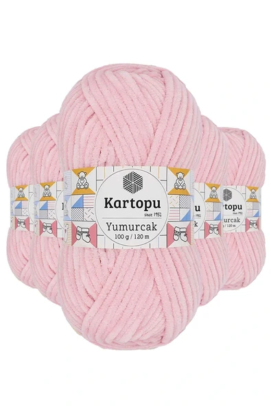 LitaeTrend 5 Adet Yumurcak Kadife El Örgü İpi Bebe Pembe K768 ürün görseli 1