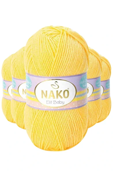 LitaeTrend 5 Adet Elite Baby El Örgü İpi Tüylenmeyen Bebek Yünü Sarı 2857 ürün görseli 1