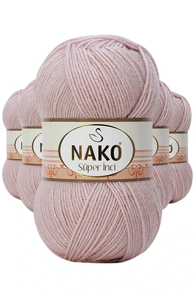 LitaeTrend 5 Adet Süper İnci El Örgü İpi 100 gr Gül Goncası 318 ürün görseli 1