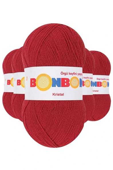 LitaeTrend 5 Adet Kristal El Örgü Lif İpi Koyu Kırmızı 98237 ürün görseli 1