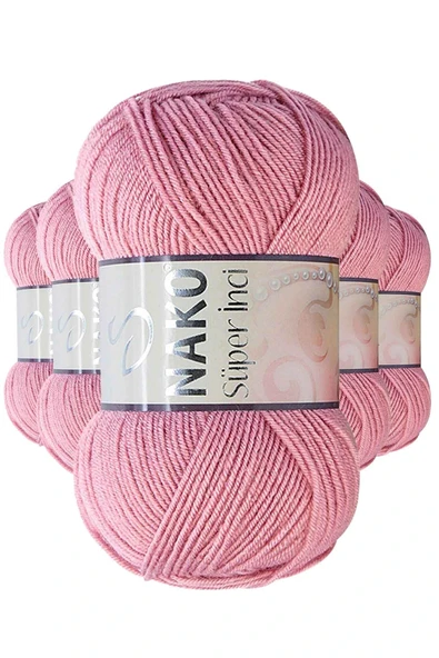 LitaeTrend 5 Adet Süper İnci El Örgü İpi 100 gr Gül Kurusu 275 ürün görseli 1