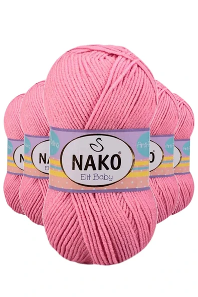 LitaeTrend 5 Adet Elite Baby El Örgü İpi Tüylenmeyen Bebek Yünü Pembe 6837 ürün görseli 1