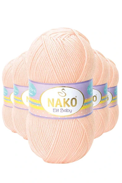 LitaeTrend 5 Adet Elite Baby El Örgü İpi Tüylenmeyen Bebek Yünü Soft Şeftali 3701 ürün görseli 1