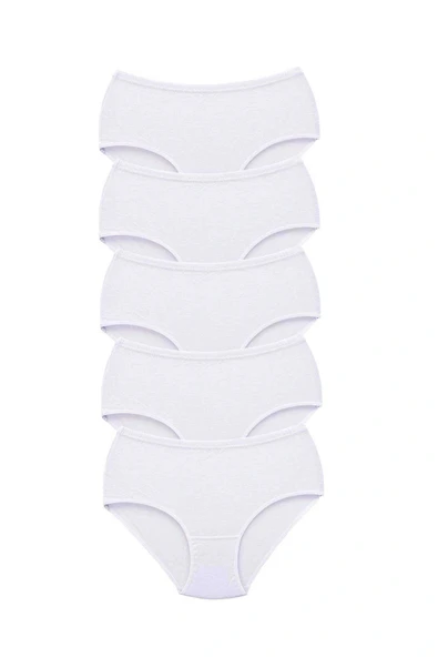 LitaeTrend 5 Adet Tutku Kadın Yüksek Bel Bato Kalın Lastik Külot Beyaz ürün görseli 1
