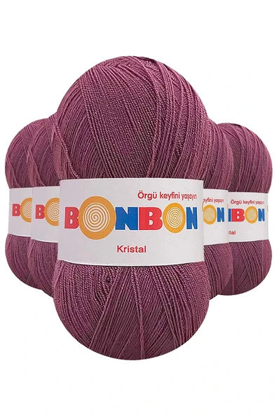 LitaeTrend 5 Adet Kristal El Örgü Lif İpi Koyu Gül Kurusu 98303 ürün görseli 1