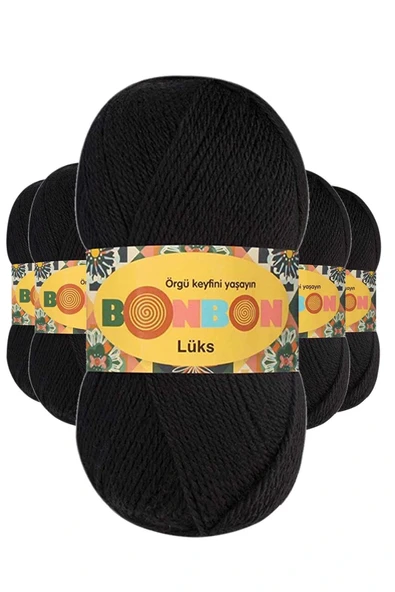 LitaeTrend 5 Adet Lüks Patik İpi Yünü Siyah 98206 ürün görseli 1