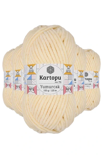 LitaeTrend 5 Adet Yumurcak Kadife El Örgü İpi Koyu Krem K349 ürün görseli 1