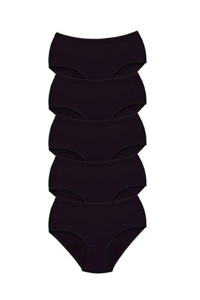 LitaeTrend 5 Adet Tutku Kadın Yüksek Bel Bato Kalın Lastik Külot Siyah ürün görseli 1