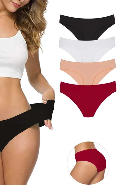 LitaeTrend 4 Adet Kadın Dikişsiz Lazer Kesim Esnek İz yapmayan Külot S5 ürün görseli 1