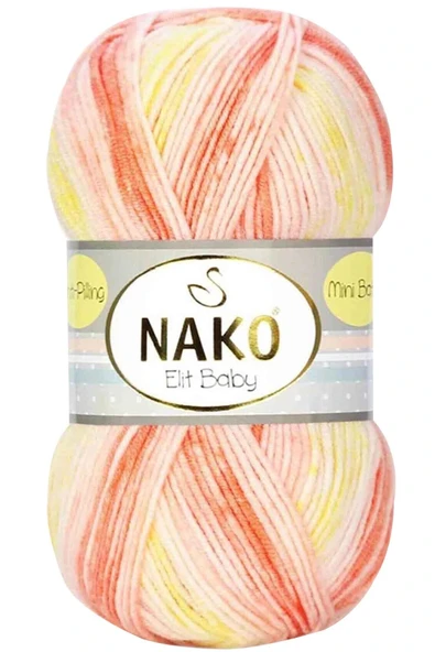 LitaeTrend Elit Baby Mini Batik Bebe El Örgü İpi Turuncu Sarı 32430 ürün görseli 1