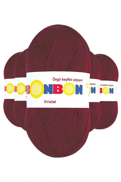 LitaeTrend 5 Adet Kristal El Örgü Lif İpi Bordo 98220 ürün görseli 1