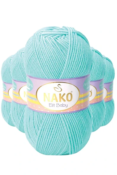 LitaeTrend 5 Adet Elite Baby El Örgü İpi Tüylenmeyen Bebek Yünü Açık Turkuaz 10535 ürün görseli 1