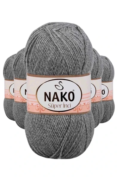 LitaeTrend 5 Adet Süper İnci El Örgü İpi 100 gr Gri Melanj 194 ürün görseli 1