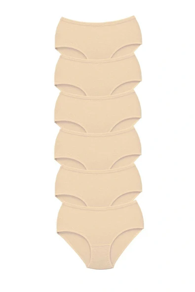 LitaeTrend 6 Adet Tutku Kadın Yüksek Bel Bato Kalın Lastik Külot Ten ürün görseli 1