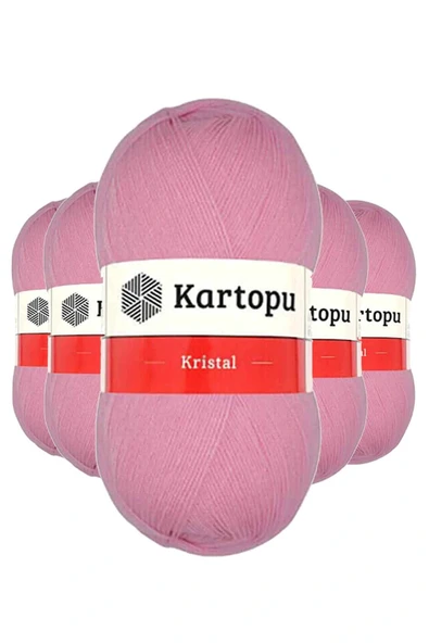 LitaeTrend 5 Adet Kristal Çift Katlı El Örgü Lif İpi Pembe K774 ürün görseli 1