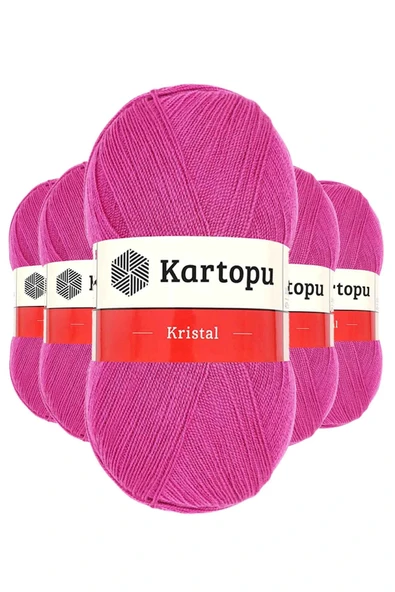 LitaeTrend 5 Adet Kristal Çift Katlı El Örgü Lif İpi Fuşya K440 ürün görseli 1