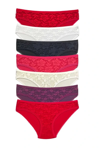 LitaeTrend 7 Adet Önü Dantelli Transparan Kadın Slip Külot S1 ürün görseli 1