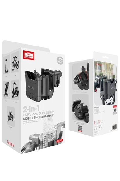 Motosiklet Bisiklet için Ayarlanabilir 2in1 Telefon ve Bardak Tutucusu - Resim 7