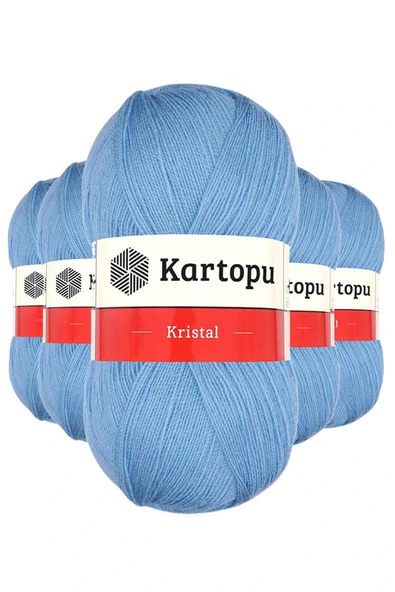 LitaeTrend 5 Adet Kristal Çift Katlı El Örgü Lif İpi Bebe Mavi K540 ürün görseli 1