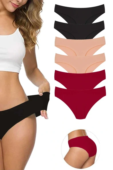 LitaeTrend 6 Adet Kadın Dikişsiz Lazer Kesim Esnek İz yapmayan Külot S9 ürün görseli 1