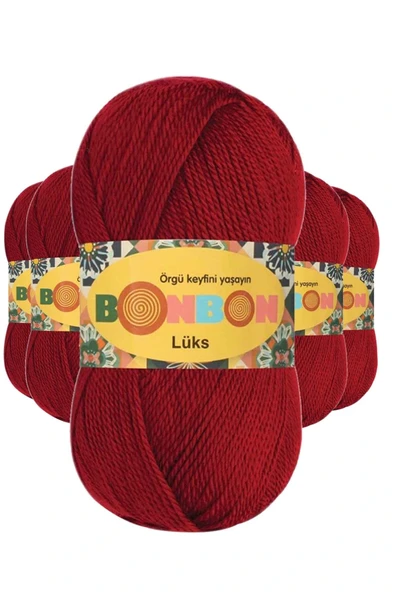 LitaeTrend 5 Adet Lüks Patik İpi Yünü Koyu Kırmızı 98296 ürün görseli 1