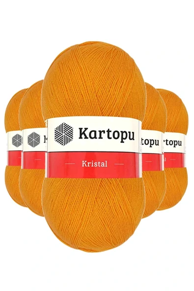 LitaeTrend 5 Adet Kristal Çift Katlı El Örgü Lif İpi Portakal K312 ürün görseli 1