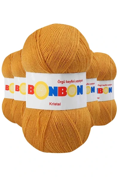 LitaeTrend 5 Adet Kristal El Örgü Lif İpi Hardal 98415 ürün görseli 1