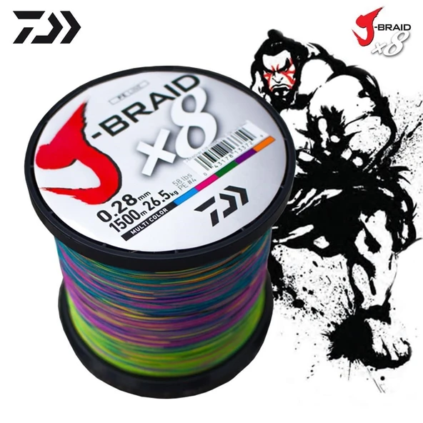 Daiwa J-Braid 8B Multicolor 1500m İp Misina Kalınlık (mm) : 0,50mm ürün görseli 1