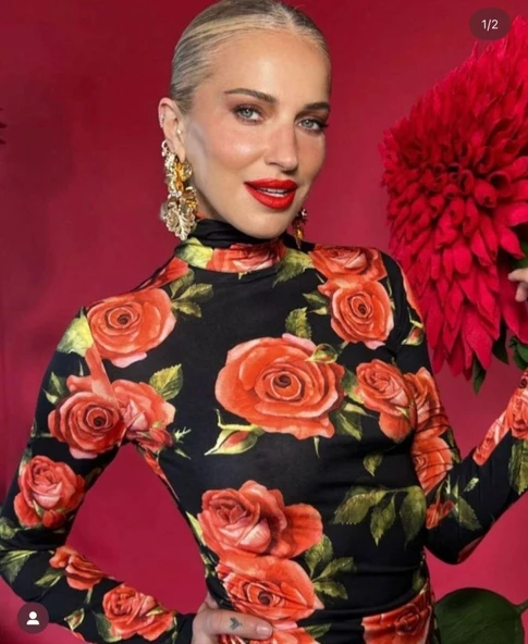 Kadın Balıkçı Yaka Gül Baskılı Fırsat ürün Mini Elbise - Resim 3