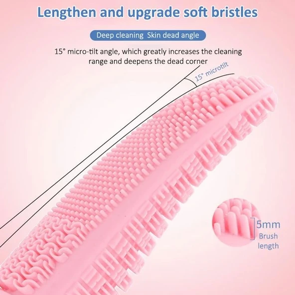 Derin Gözenek Temizliği İçin İnce Kaba Silikon Uçlu Elektrikli Yüz Temizleme Fırçası - Resim 5
