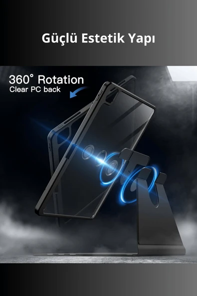 iPad Pro 11 inç 2025 M5 Çipli 360 Derece Dönebilen Standlı Pino iPad Tablet Kılıfı - Resim 6