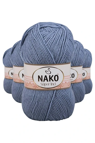 LitaeTrend 5 Adet Süper İnci El Örgü İpi 100 gr Kot Mavi 1986 ürün görseli 1