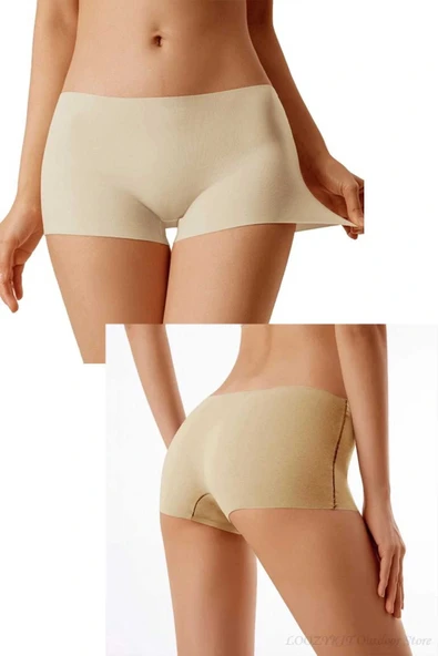 LitaeTrend 2 Adet Kadın Dikişsiz Görünmez İz Yapmaz Mini Şort Boxer Ten - Resim 6